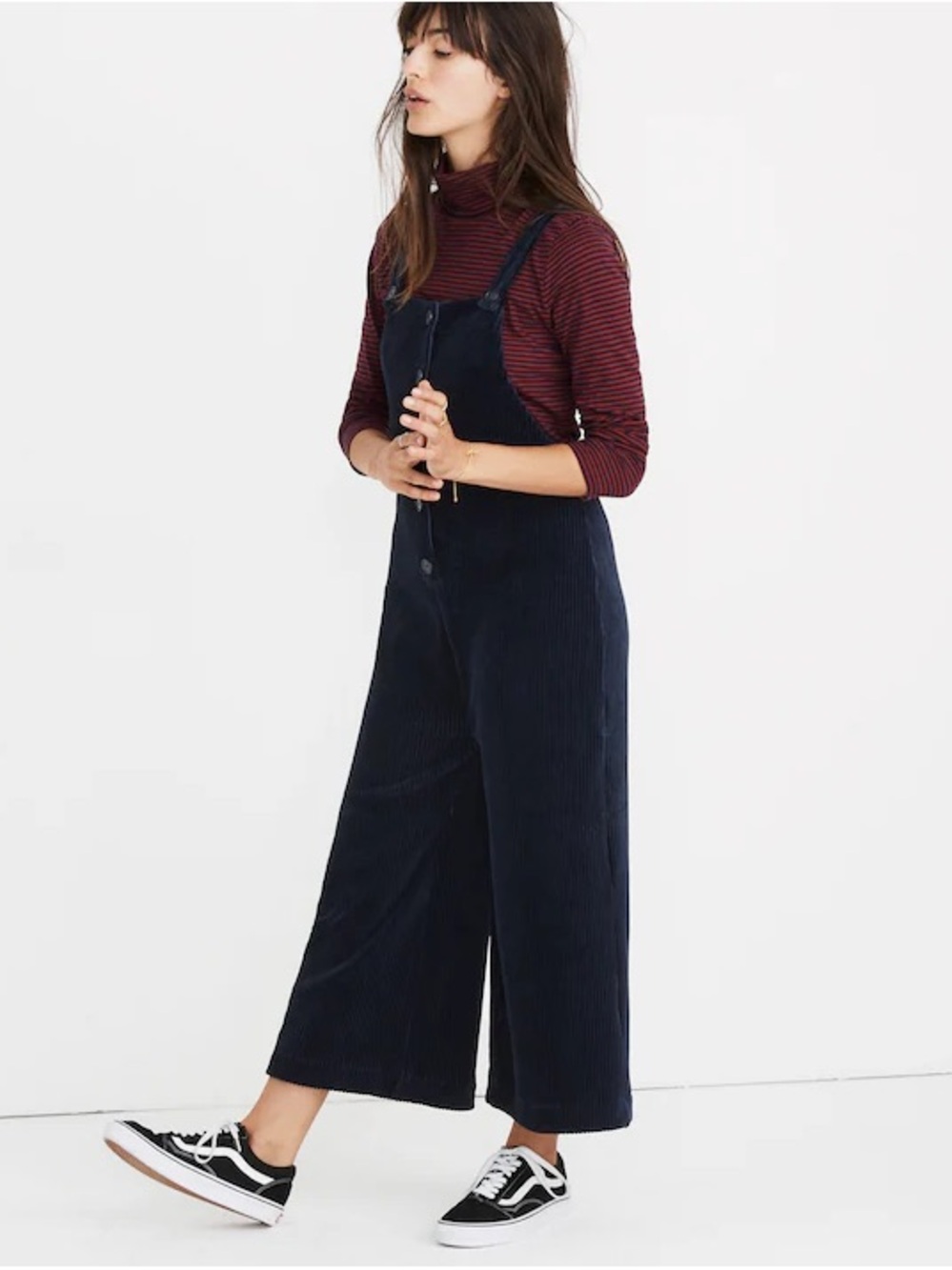 Madewell Navy Corduroy Wide-Leg Overalls